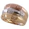 18 Karat Yellow, Pink and White Gold Band Ring Bambu Style with Diamonds, Image 2