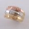 18 Karat Yellow, Pink and White Gold Band Ring Bambu Style with Diamonds 3