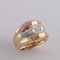 18 Karat Yellow, Pink and White Gold Band Ring Bambu Style with Diamonds 4