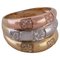 18 Karat Yellow, Pink and White Gold Band Ring Bambu Style with Diamonds 1