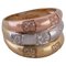 18 Karat Yellow, Pink and White Gold Band Ring Bambu Style with Diamonds, Image 1