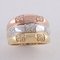 18 Karat Yellow, Pink and White Gold Band Ring Bambu Style with Diamonds, Image 8