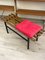 Teak Bench with Red Pillow, 1960s 4