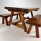 Mid-Century Pine Dining Set with One Table and Two Benches, 1960s, Set of 3 4