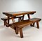 Mid-Century Pine Dining Set with One Table and Two Benches, 1960s, Set of 3 5