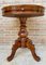 French Round Wooden Coffee or Side Table with Marquetry Center 3