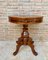 French Round Wooden Coffee or Side Table with Marquetry Center 2