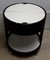 Vintage Black Painted Press Wood with White Plywood Lids Round Side Sewing Tables on Rolls, 1970s, Image 3