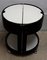 Vintage Black Painted Press Wood with White Plywood Lids Round Side Sewing Tables on Rolls, 1970s, Image 4