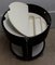 Vintage Black Painted Press Wood with White Plywood Lids Round Side Sewing Tables on Rolls, 1970s 6