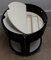 Vintage Black Painted Press Wood with White Plywood Lids Round Side Sewing Tables on Rolls, 1970s, Image 6