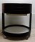 Vintage Black Painted Press Wood with White Plywood Lids Round Side Sewing Tables on Rolls, 1970s 2