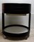 Vintage Black Painted Press Wood with White Plywood Lids Round Side Sewing Tables on Rolls, 1970s, Image 2