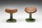 Rustic Leather & Ceramic Wabi-Sabi Stools, Italian Design, 1950s, Set of 2 2