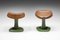 Rustic Leather & Ceramic Wabi-Sabi Stools, Italian Design, 1950s, Set of 2, Image 2
