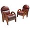 Gae Aulenti Arcata Easy Chairs in Walnut and Burgundy Leather From Poltronova, Set of 2 5