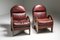 Gae Aulenti Arcata Easy Chairs in Walnut and Burgundy Leather From Poltronova, Set of 2 6