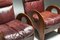 Gae Aulenti Arcata Easy Chairs in Walnut and Burgundy Leather From Poltronova, Set of 2 8