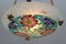 Art Deco Enameled Floral Glass and Bronze Pendant Light from Loys Lucha, 1930s, Image 3