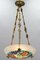 Art Deco Enameled Floral Glass and Bronze Pendant Light from Loys Lucha, 1930s 9