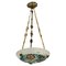 Art Deco Enameled Floral Glass and Bronze Pendant Light from Loys Lucha, 1930s 1