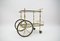 Italian Brass & Smoked Glass Serving Bar Cart with Bottle Holder in Chiavari Style, 1950s 3
