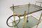 Italian Brass & Smoked Glass Serving Bar Cart with Bottle Holder in Chiavari Style, 1950s 10