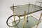 Italian Brass & Smoked Glass Serving Bar Cart with Bottle Holder in Chiavari Style, 1950s, Image 10