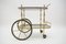 Italian Brass & Smoked Glass Serving Bar Cart with Bottle Holder in Chiavari Style, 1950s 5