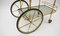 Italian Brass & Smoked Glass Serving Bar Cart with Bottle Holder in Chiavari Style, 1950s 6