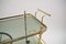 Italian Brass & Smoked Glass Serving Bar Cart with Bottle Holder in Chiavari Style, 1950s, Image 9