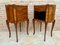 Early 20th Century French Marquetry and Iron Hardware Bedside Tables or Nightstands with Drawers and Open Shelf, Set of 2, Image 7