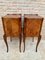 Early 20th Century French Marquetry and Iron Hardware Bedside Tables or Nightstands with Drawers and Open Shelf, Set of 2 4