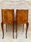 Early 20th Century French Marquetry and Iron Hardware Bedside Tables or Nightstands with Drawers and Open Shelf, Set of 2, Image 10