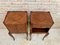 Early 20th Century French Marquetry and Iron Hardware Bedside Tables or Nightstands with Drawers and Open Shelf, Set of 2 3