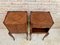 Early 20th Century French Marquetry and Iron Hardware Bedside Tables or Nightstands with Drawers and Open Shelf, Set of 2, Image 3