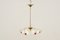 Bordeauxrote Brass Pendant Lamp and White Glass Shields, 1950s 1