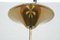 Bordeauxrote Brass Pendant Lamp and White Glass Shields, 1950s 2