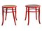 Antique Low Stools Painted in Red, Set of 2 1