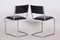 Bauhaus Black Leather Chairs, Czechia, 1930s, Set of 2, Image 12