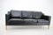 Black Leather Three Seater Sofa from Stouby, Denmark, 1970s 4