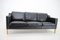Black Leather Three Seater Sofa from Stouby, Denmark, 1970s, Image 4