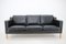 Black Leather Three Seater Sofa from Stouby, Denmark, 1970s 2
