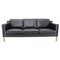 Black Leather Three Seater Sofa from Stouby, Denmark, 1970s, Image 1