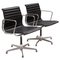 Chaises Ea 108 en Cuir Noir et Aluminium par Charles & Ray Eames pour Icf, Set de 2 2