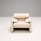 Cream Leather Armchair and Footstool by Vico Magistretti Maralunga for Cassina, Set of 2 4