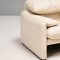Cream Leather Armchair and Footstool by Vico Magistretti Maralunga for Cassina, Set of 2 14