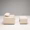 Cream Leather Armchair and Footstool by Vico Magistretti Maralunga for Cassina, Set of 2 3