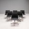Schwarze Leder Ea 108 Stühle und Ovaler Esstisch von Charles & Ray Eames für Icf, 7er Set 6