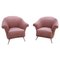 Mid-Century Modern Italian Armchairs in Pink Trimed Fake Fur, 1950s, Set of 2 1